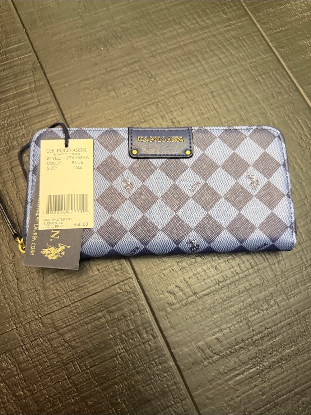 U.S. Polo Assn. Blue Check Zip Wallet